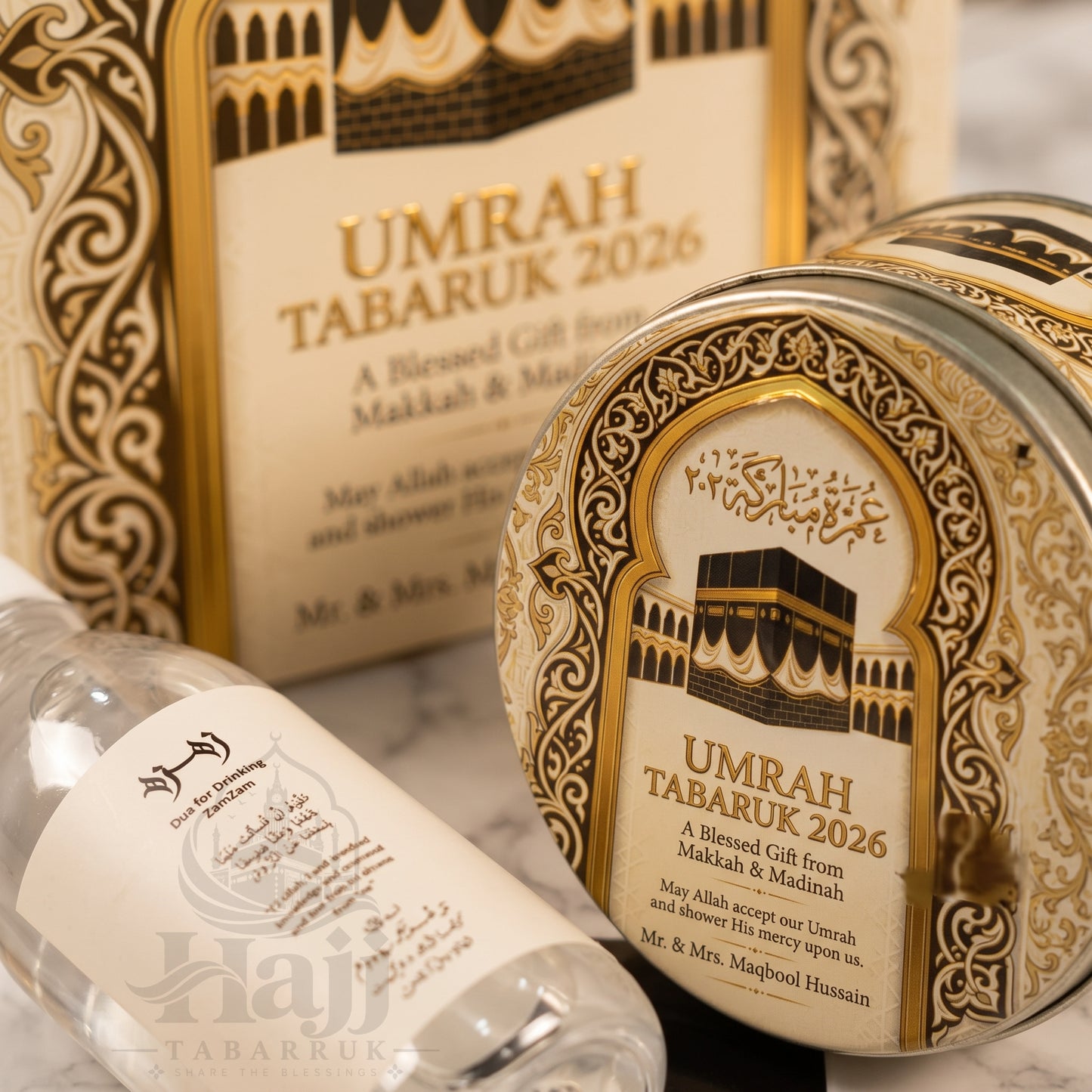 Personalized Umrah Favor Package – Elegant Tabarruk Gift for Guests | UT - 006