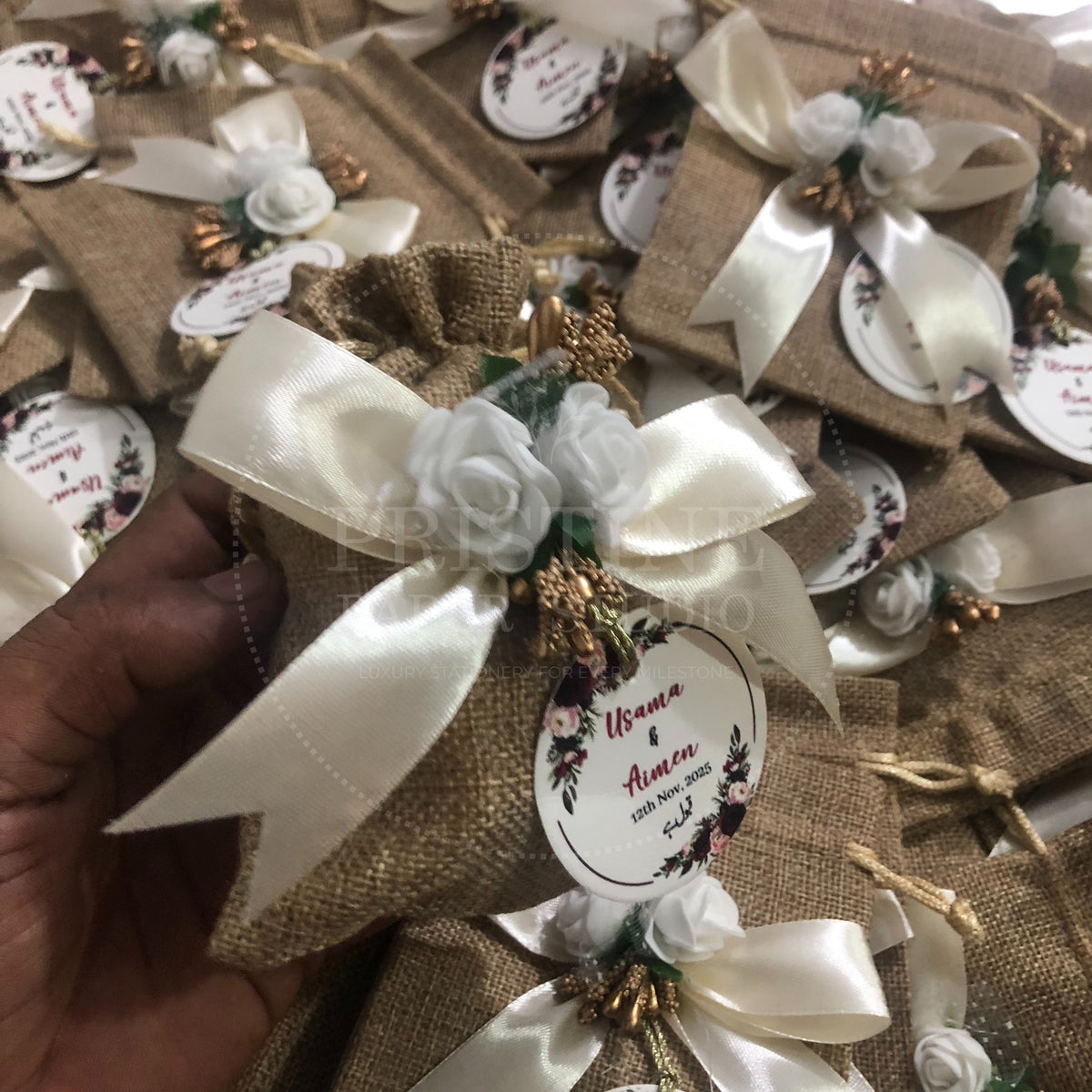 BB 017 — Elegant Customized Jute Bid Pouches
