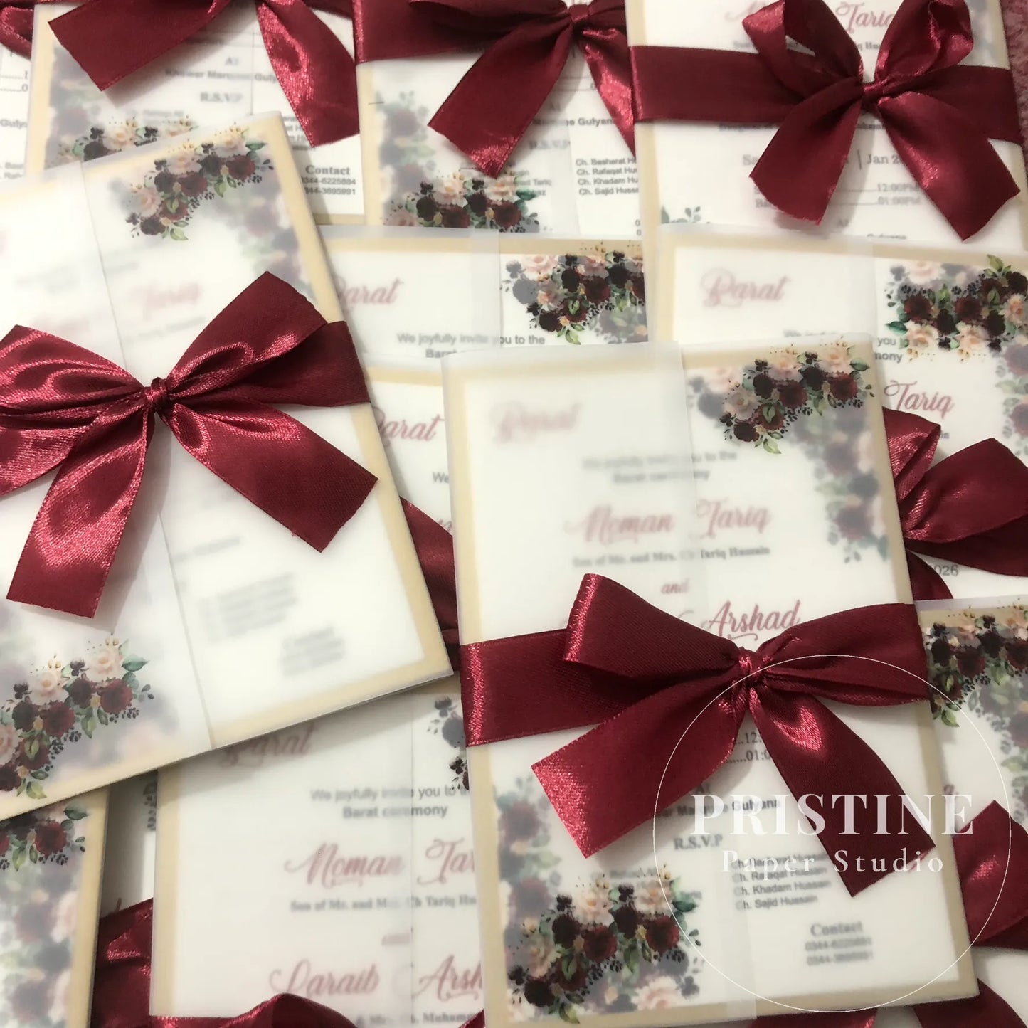 Luxury Vellum Ribbon Wedding Invitations – Fully Customized | WI-001