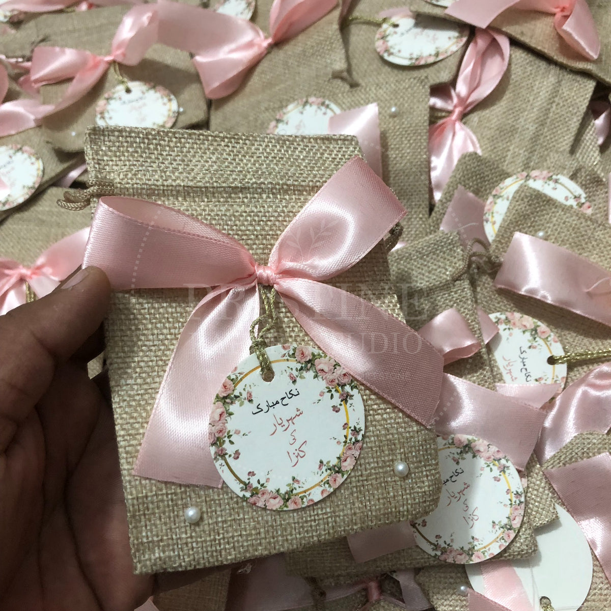 BB 005 — Elegant Personalized Nikkah Jute Bid Pouches