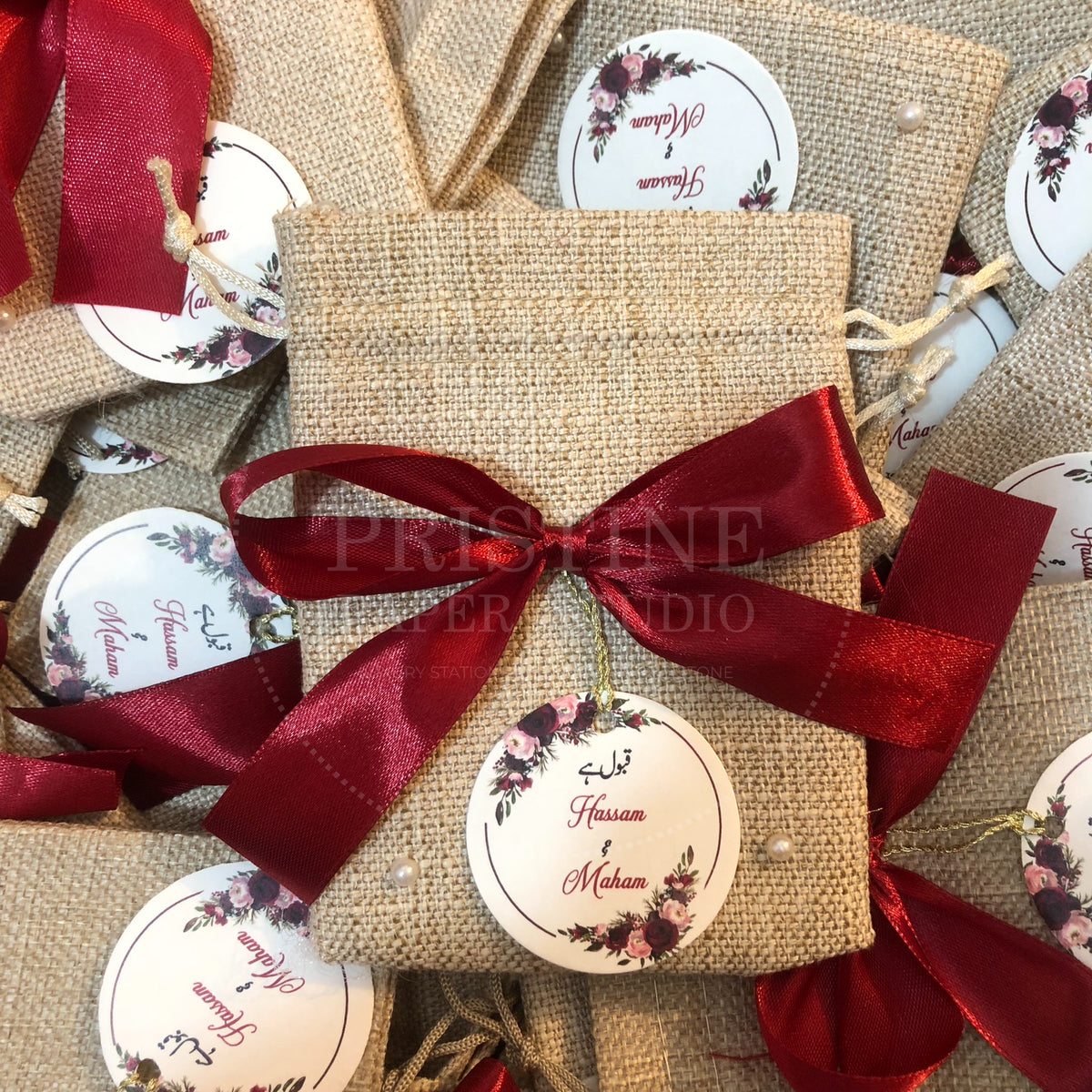 BB 013— Beautiful Customized Jute Bid Pouches