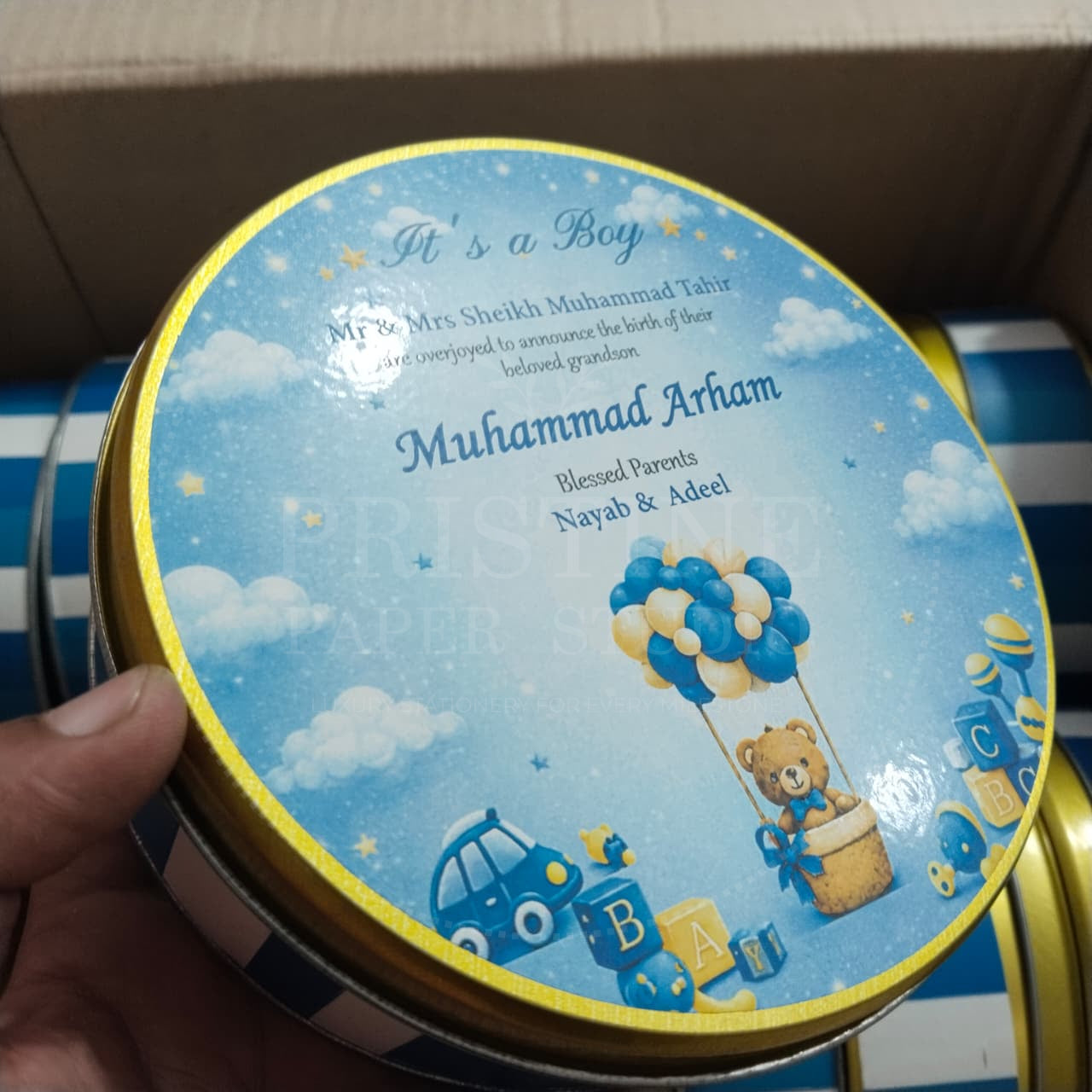 Elegant Baby Boy Arrival Announcement Box  | BB-132