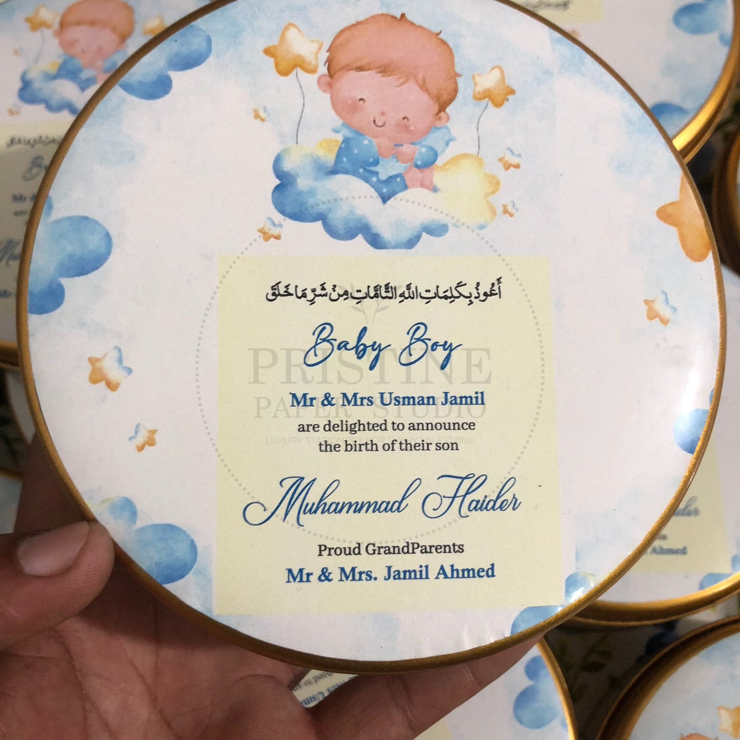 Modern Baby Boy Birth Announcement Box | BB-118