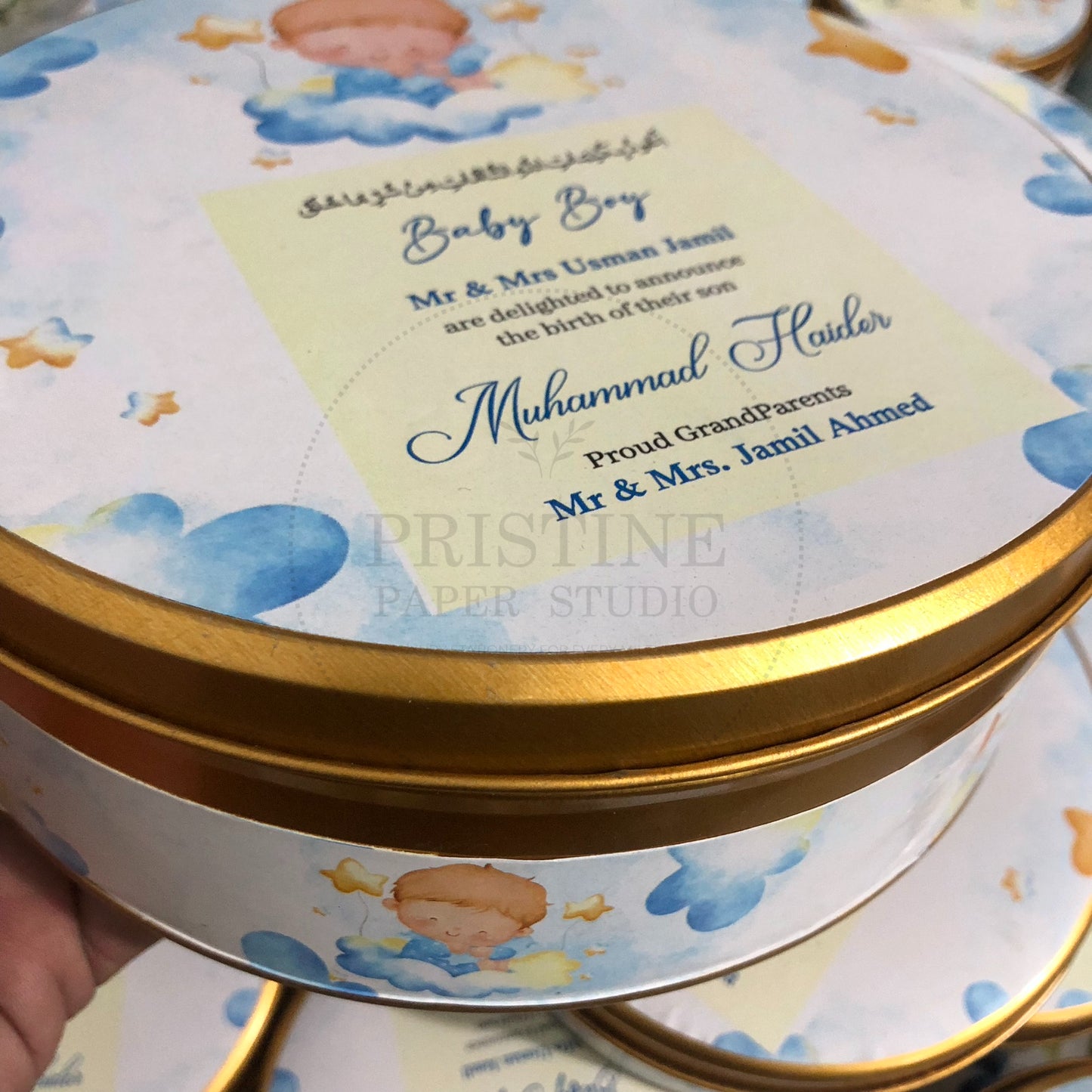 Modern Baby Boy Birth Announcement Box | BB-118