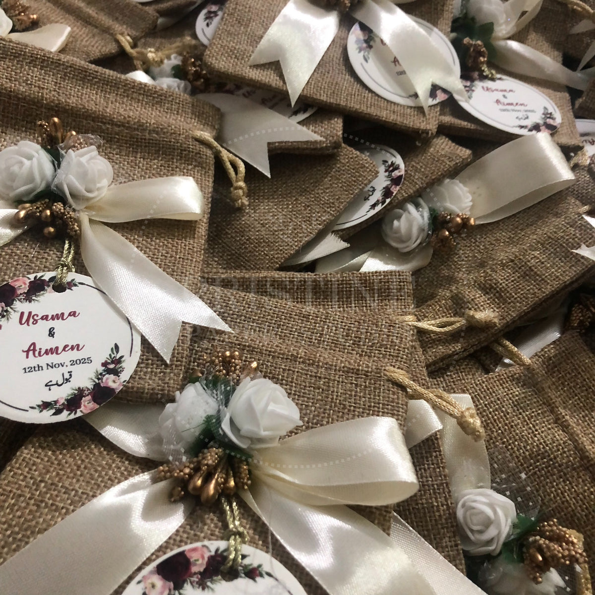 BB 017 — Elegant Customized Jute Bid Pouches