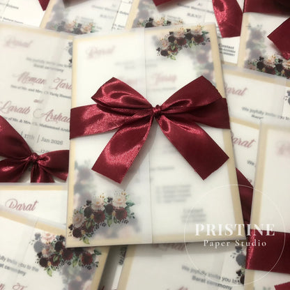 Luxury Vellum Ribbon Wedding Invitations – Fully Customized | WI-001