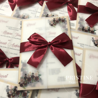 Luxury Vellum Ribbon Wedding Invitations – Fully Customized | WI-001