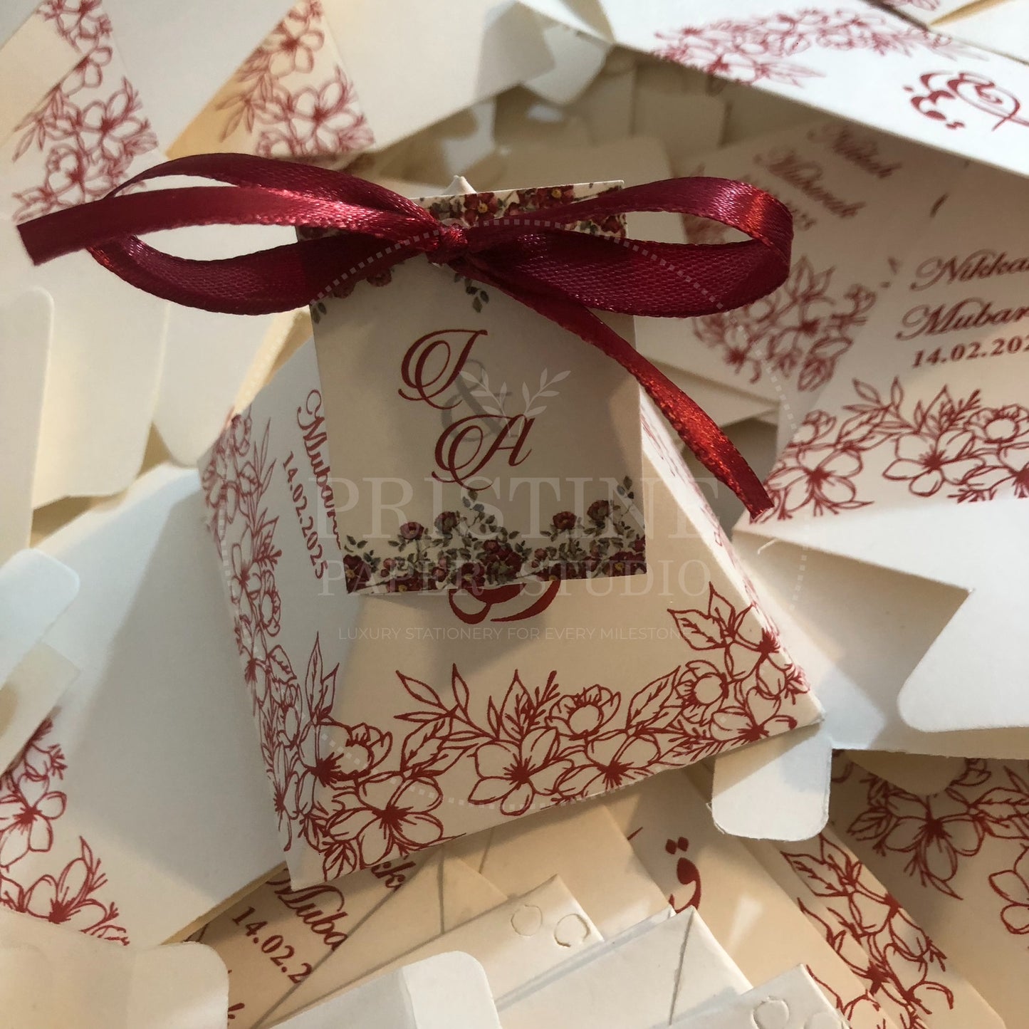 BB 032 — Elegant Maroon Pyramid Nikkah Bid Box