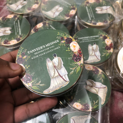 Beautiful Mehndi Tin Box for Wedding Favors – TFB 029