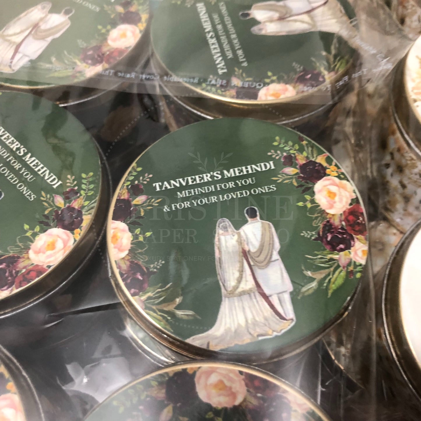 Beautiful Mehndi Tin Box for Wedding Favors – TFB 029