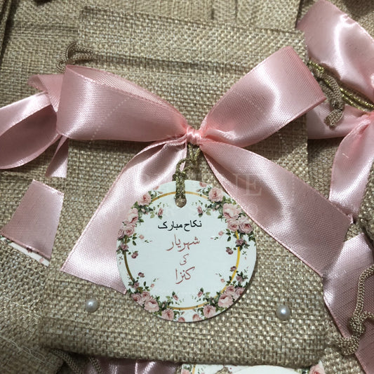 BB 005 — Elegant Personalized Nikkah Jute Bid Pouches