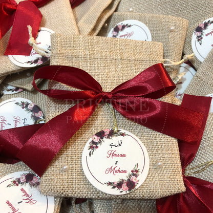 BB 013— Beautiful Customized Jute Bid Pouches
