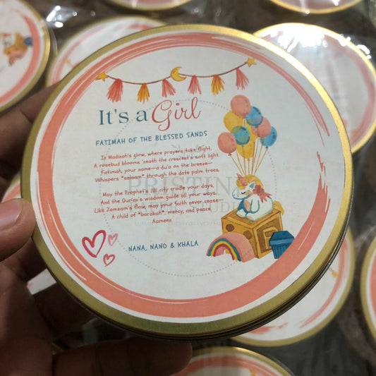 Elegant Baby Girl Birth Announcement Box | BB-117