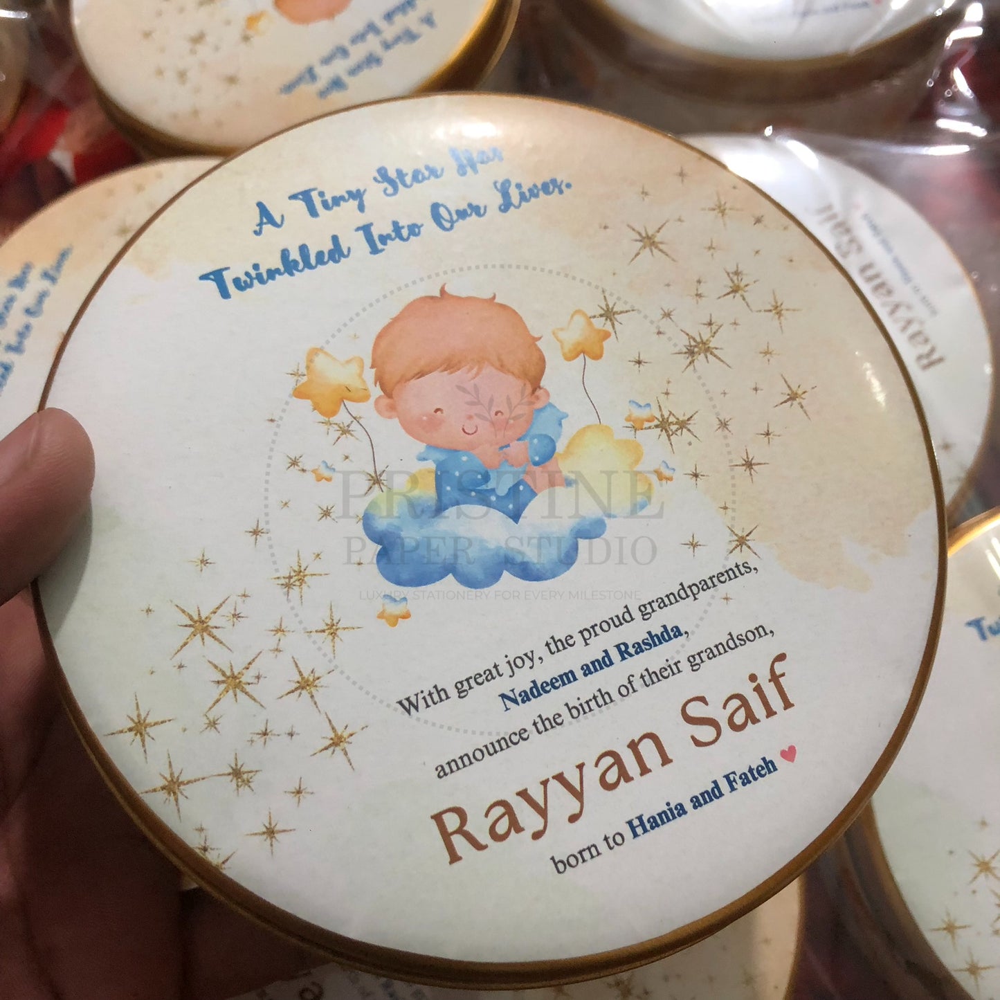 Elegant Baby Boy Birth Announcement Box | BB-116