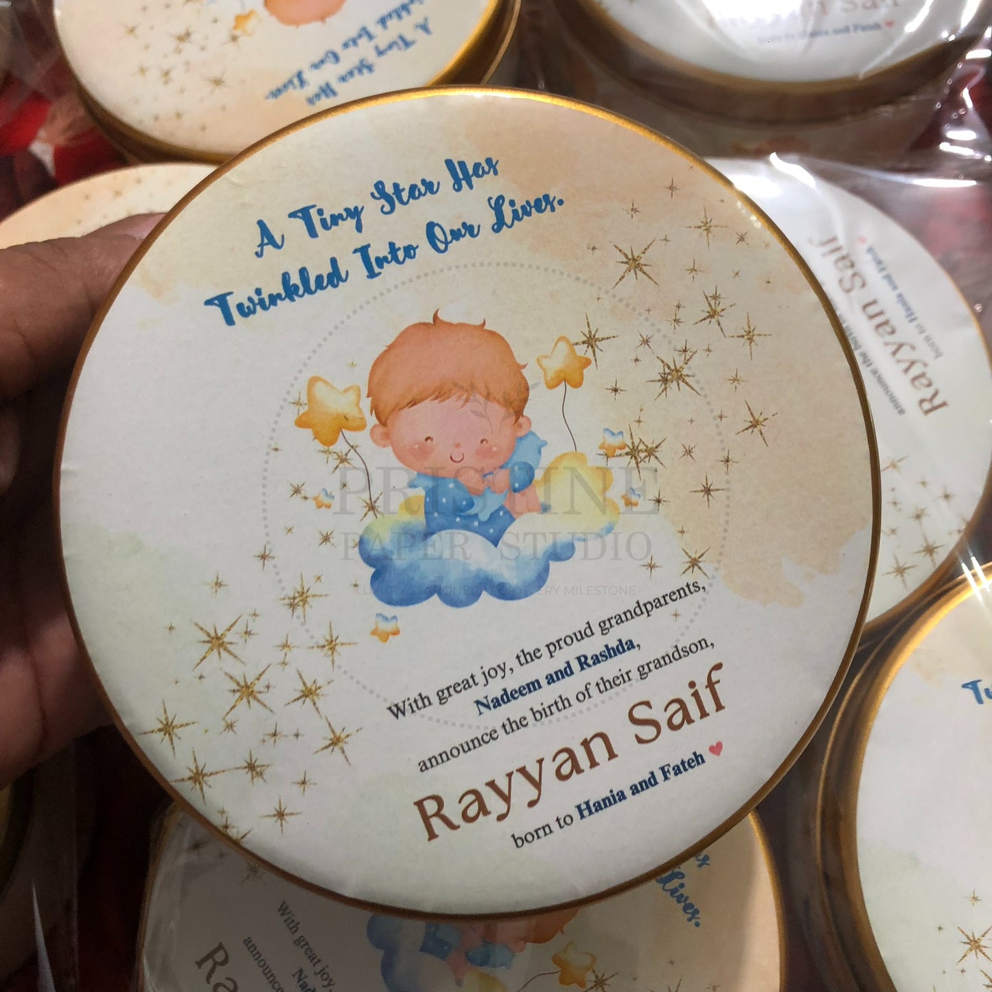 Elegant Baby Boy Birth Announcement Box | BB-116