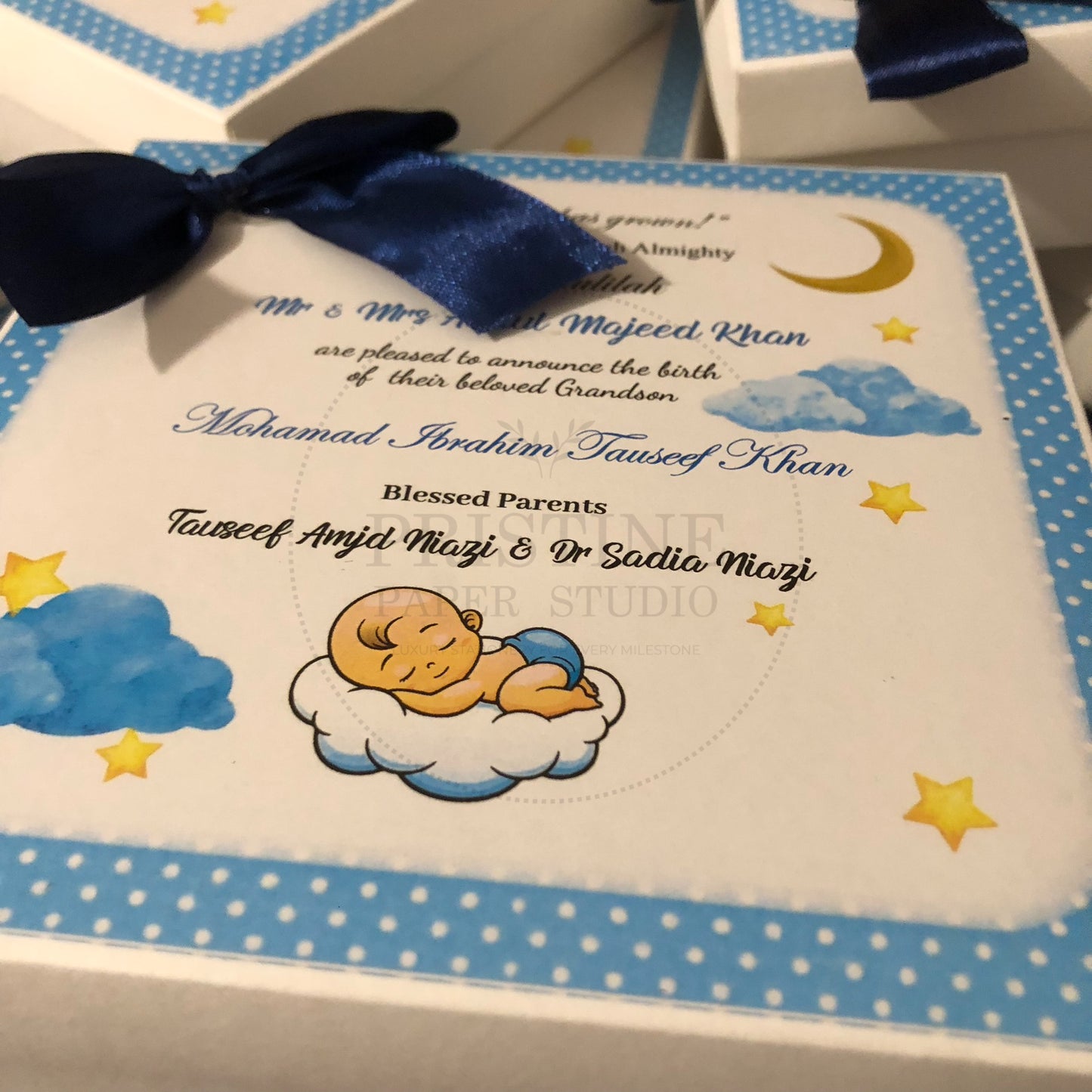 Custom Baby Boy Birth Announcement Box | BB-117
