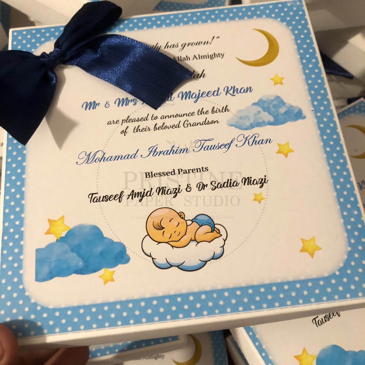 Custom Baby Boy Birth Announcement Box | BB-117