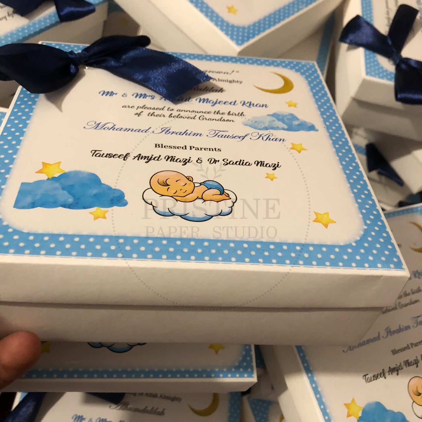 Custom Baby Boy Birth Announcement Box | BB-117