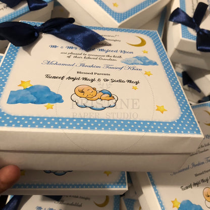 Custom Baby Boy Birth Announcement Box | BB-117