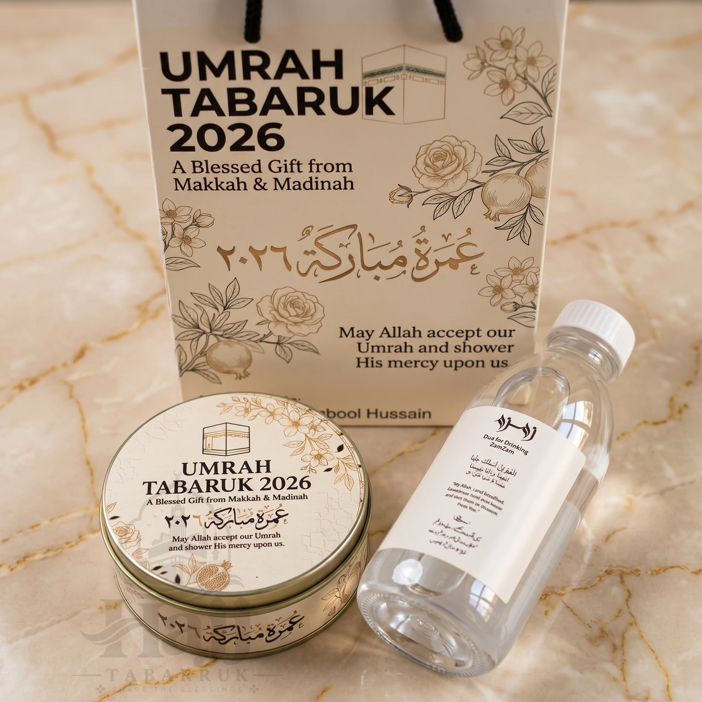 Elegant Umrah Tabarruk Package – Personalized Umrah Favors | UT - 001