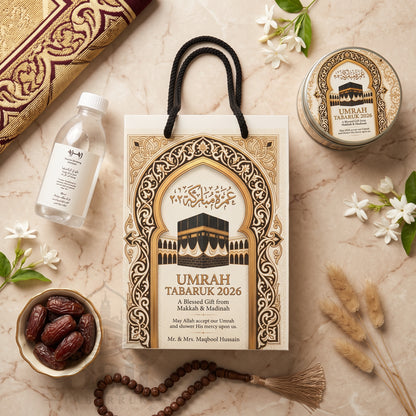 Personalized Umrah Favor Package – Elegant Tabarruk Gift for Guests | UT - 006