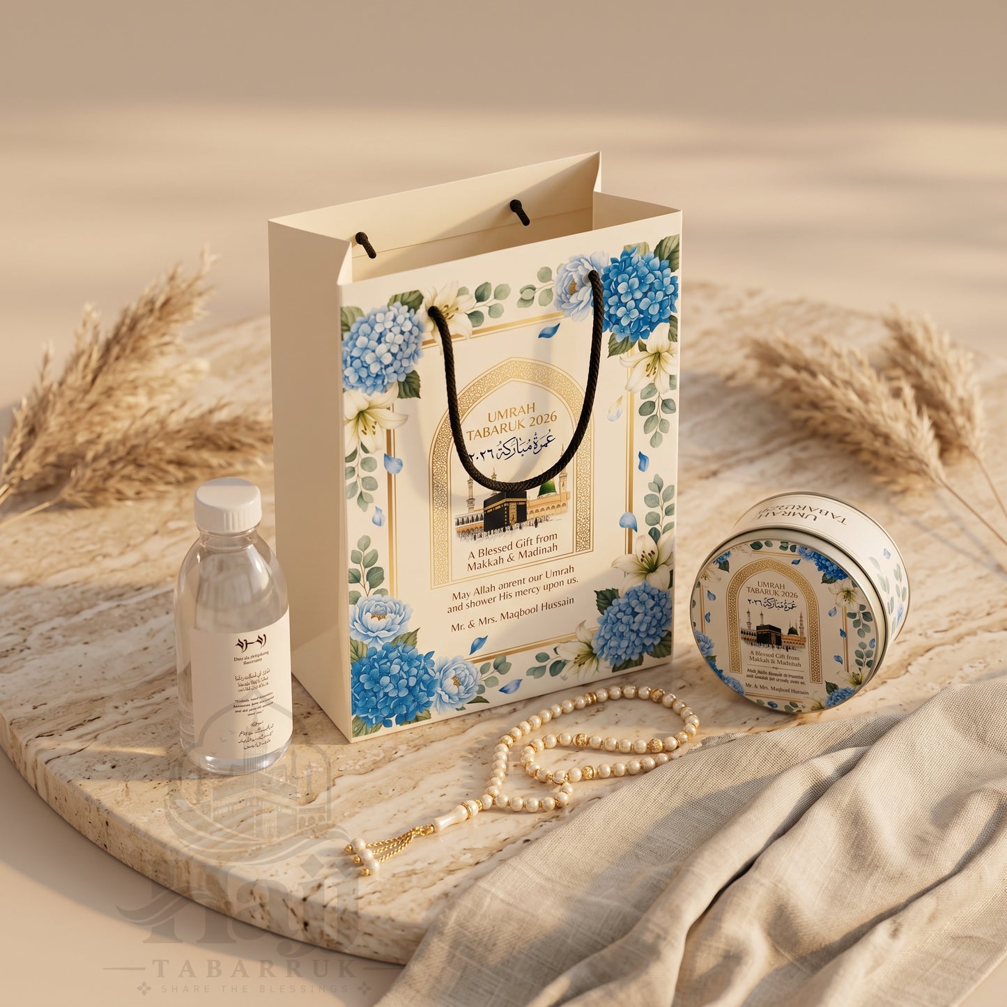 Custom Personalized Umrah Tabarruk Package – Elegant Guest Favor | UT - 009