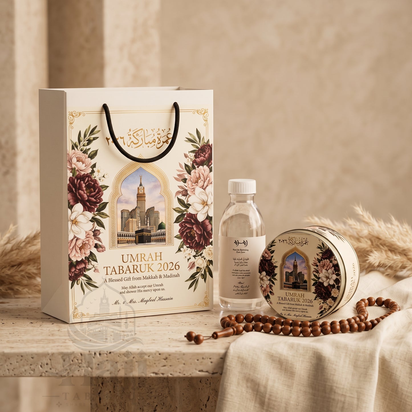 Personalized Umrah Tabarruk Package – Elegant Umrah Favor Gift | UT - 002