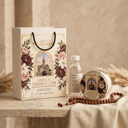Personalized Umrah Tabarruk Package – Elegant Umrah Favor Gift | UT - 002