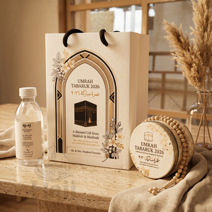 Custom Umrah Tabarruk Favor Package – Beautiful Personalized Gift | UT - 003