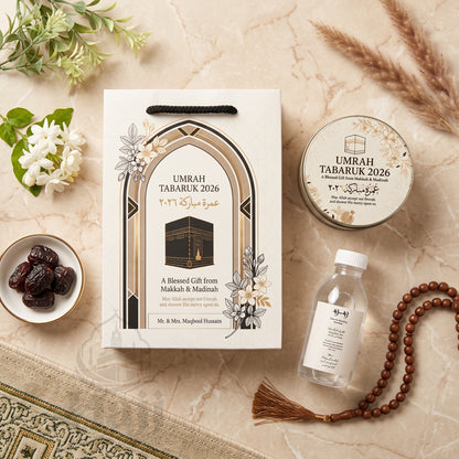Custom Umrah Tabarruk Favor Package – Beautiful Personalized Gift | UT - 003