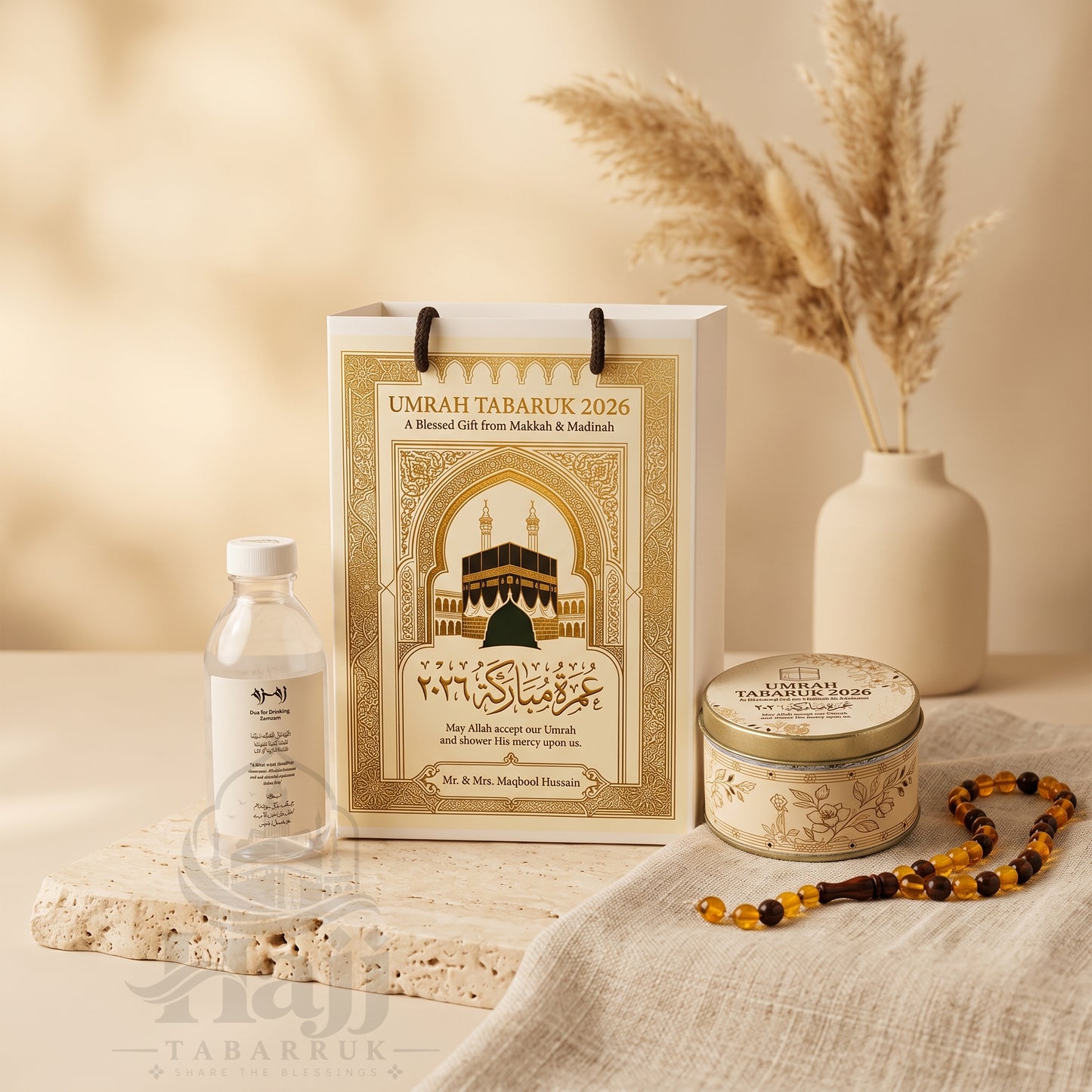 Luxury Umrah Tabarruk Package – Elegant Personalized Umrah Favors | UT - 004