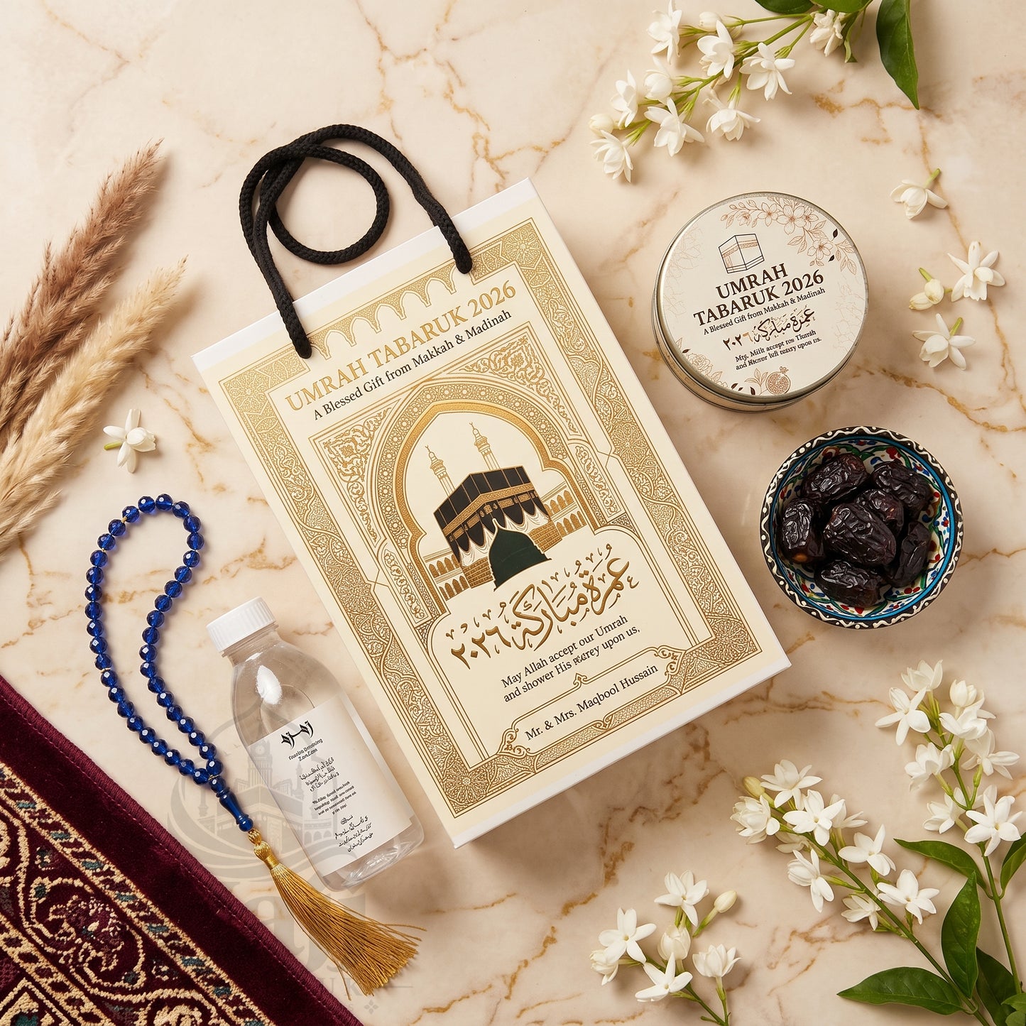 Luxury Umrah Tabarruk Package – Elegant Personalized Umrah Favors | UT - 004