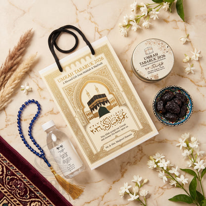 Luxury Umrah Tabarruk Package – Elegant Personalized Umrah Favors | UT - 004