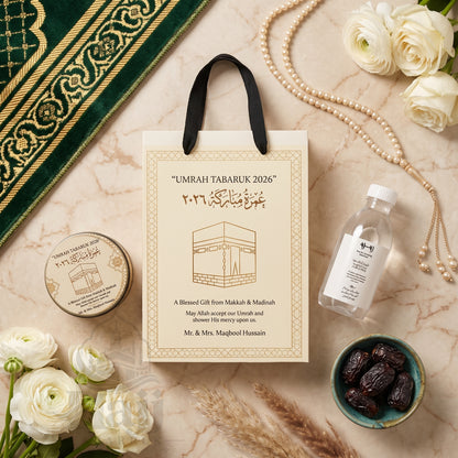 Elegant Umrah Tabarruk Favor Package – Beautiful Custom Islamic Gift | UT - 010