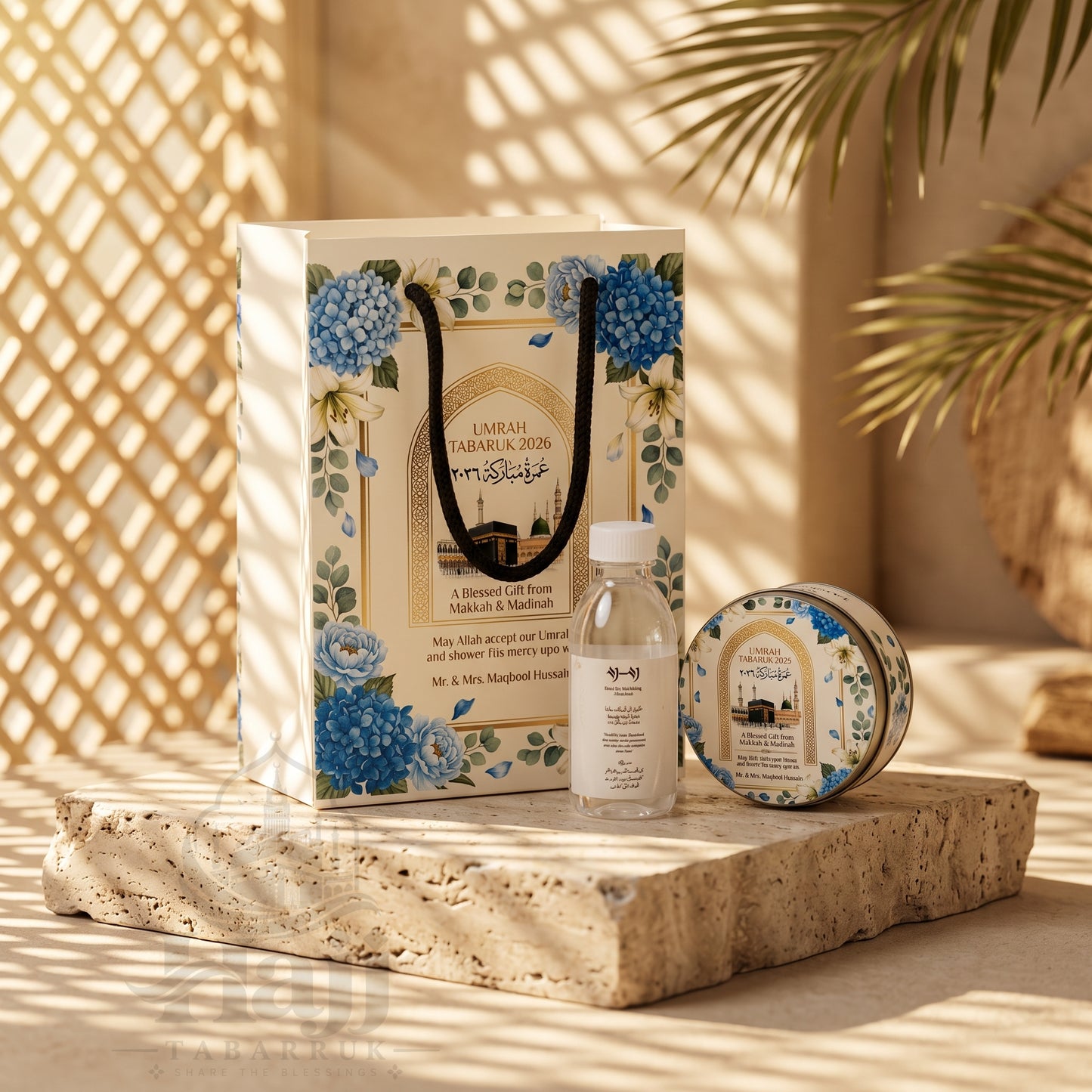 Custom Personalized Umrah Tabarruk Package – Elegant Guest Favor | UT - 009