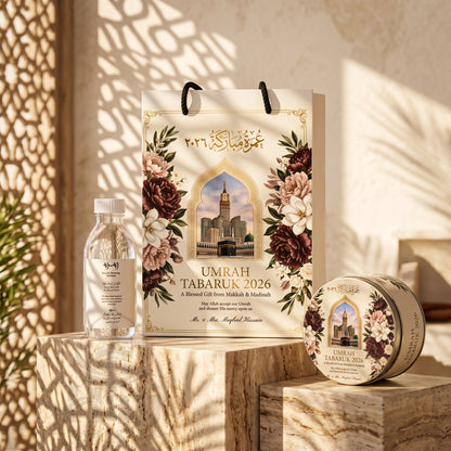 Personalized Umrah Tabarruk Package – Elegant Umrah Favor Gift | UT - 002