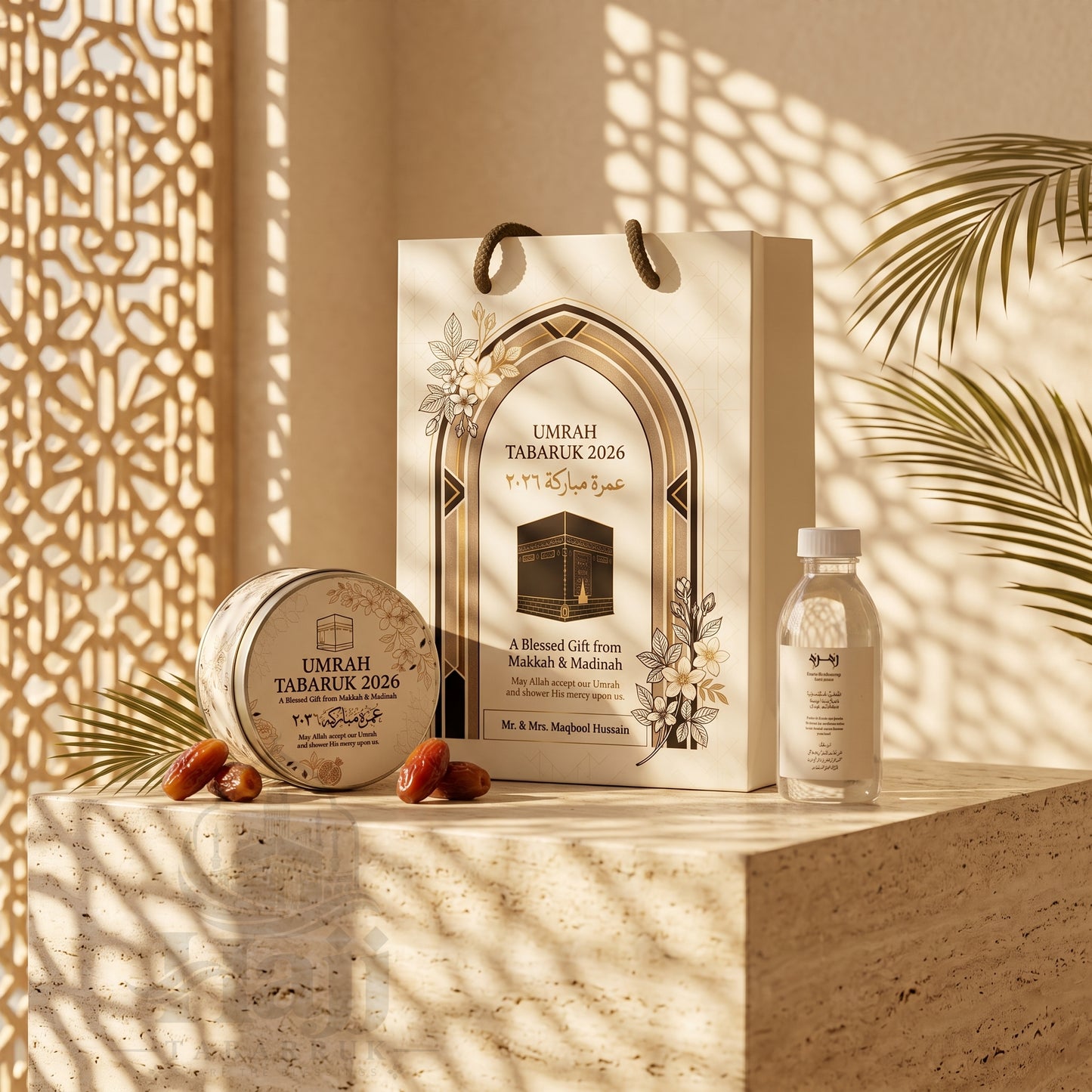 Custom Umrah Tabarruk Favor Package – Beautiful Personalized Gift | UT - 003