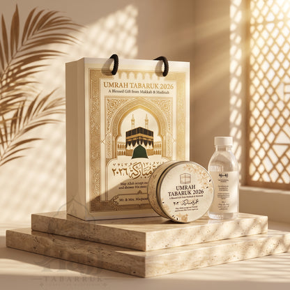 Luxury Umrah Tabarruk Package – Elegant Personalized Umrah Favors | UT - 004