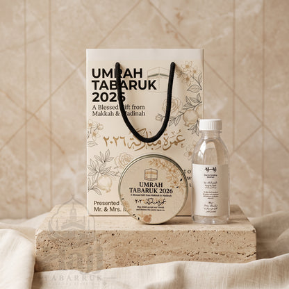 Elegant Umrah Tabarruk Package – Personalized Umrah Favors | UT - 001