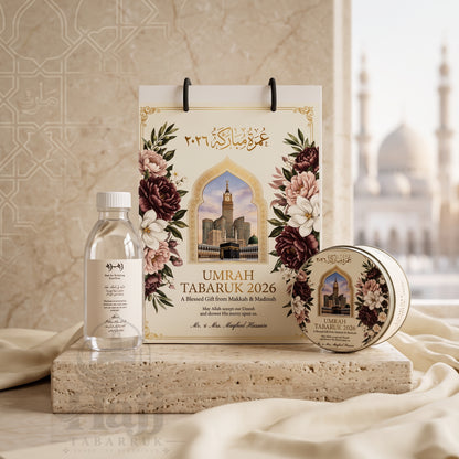 Personalized Umrah Tabarruk Package – Elegant Umrah Favor Gift | UT - 002