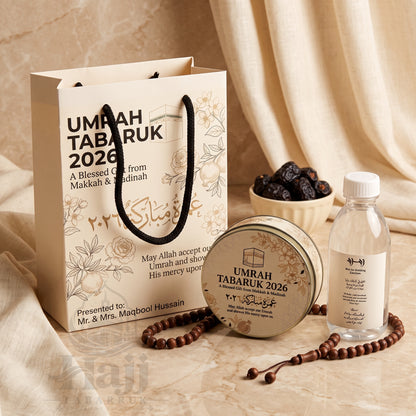 Elegant Umrah Tabarruk Package – Personalized Umrah Favors | UT - 001