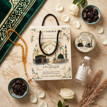 Beautiful Umrah Tabarruk Package – Custom Islamic Favor Gift | UT - 005