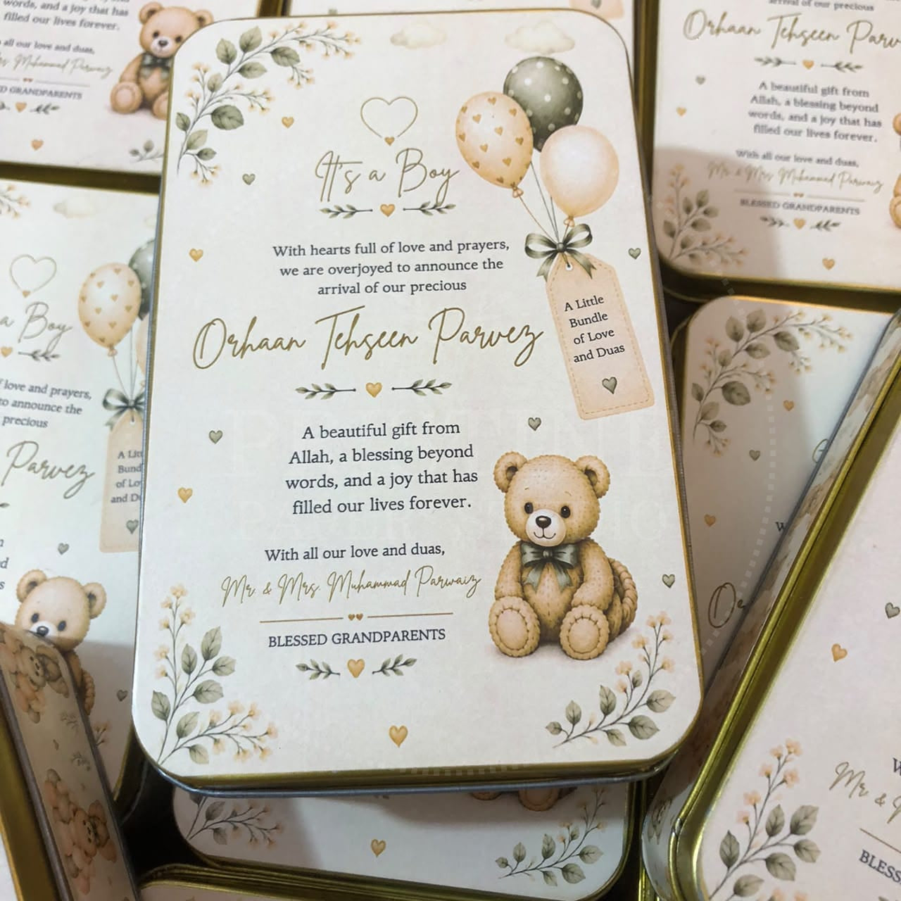 Custom Baby Boy Birth Announcement Box | BB-142