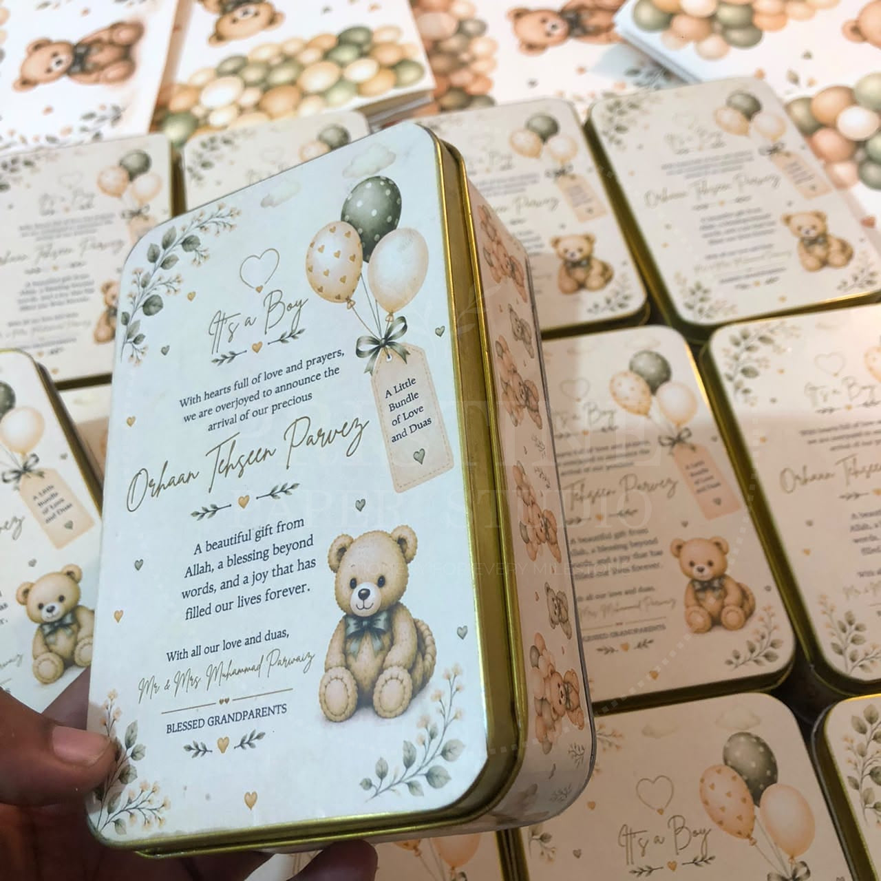 Custom Baby Boy Birth Announcement Box | BB-142