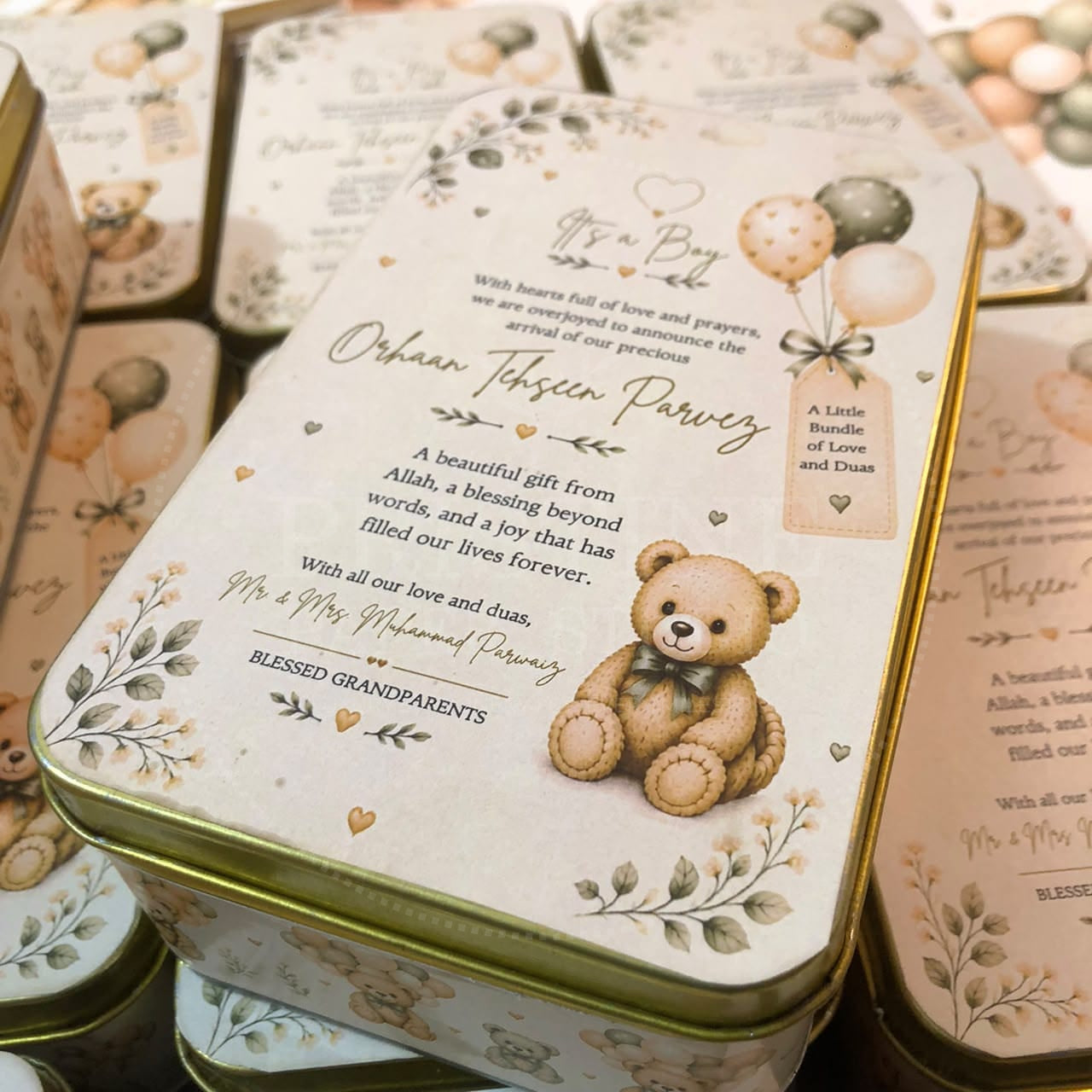 Custom Baby Boy Birth Announcement Box | BB-142