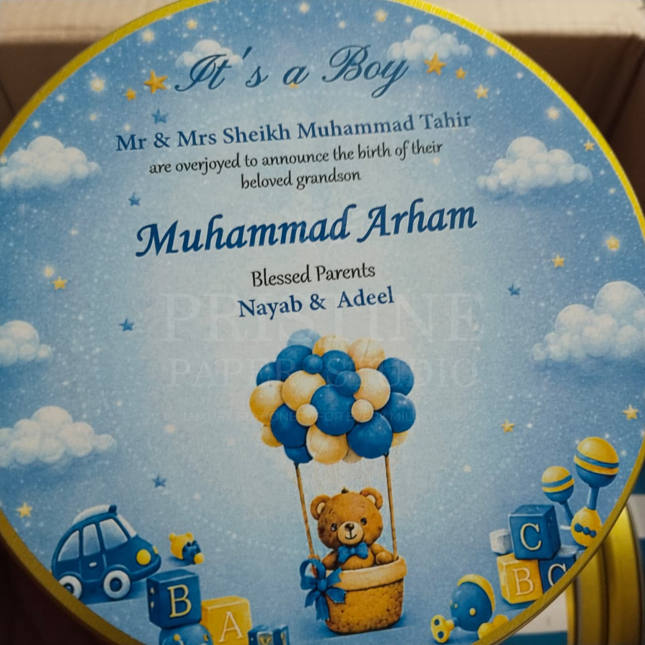 Elegant Baby Boy Arrival Announcement Box  | BB-132