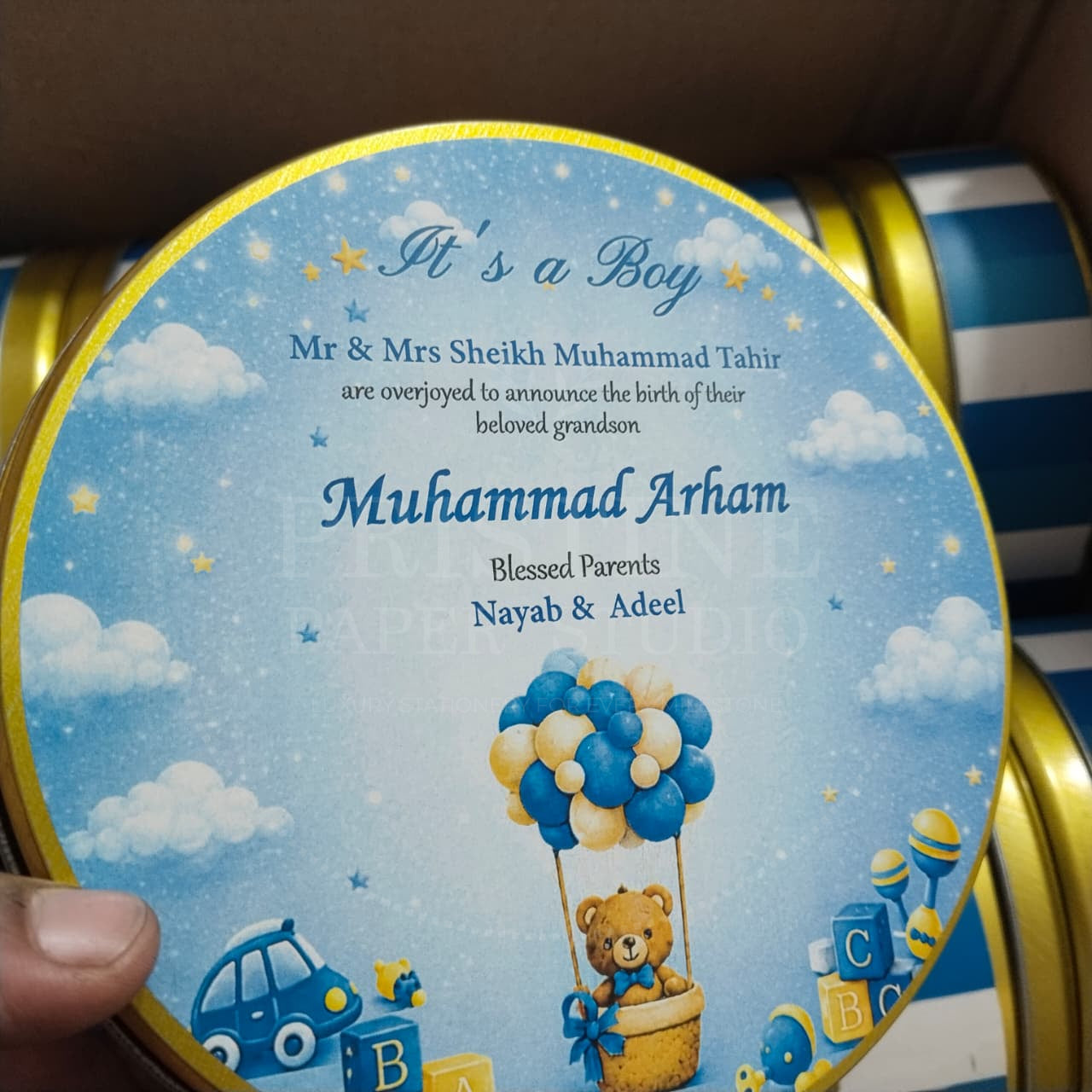 Elegant Baby Boy Arrival Announcement Box  | BB-132