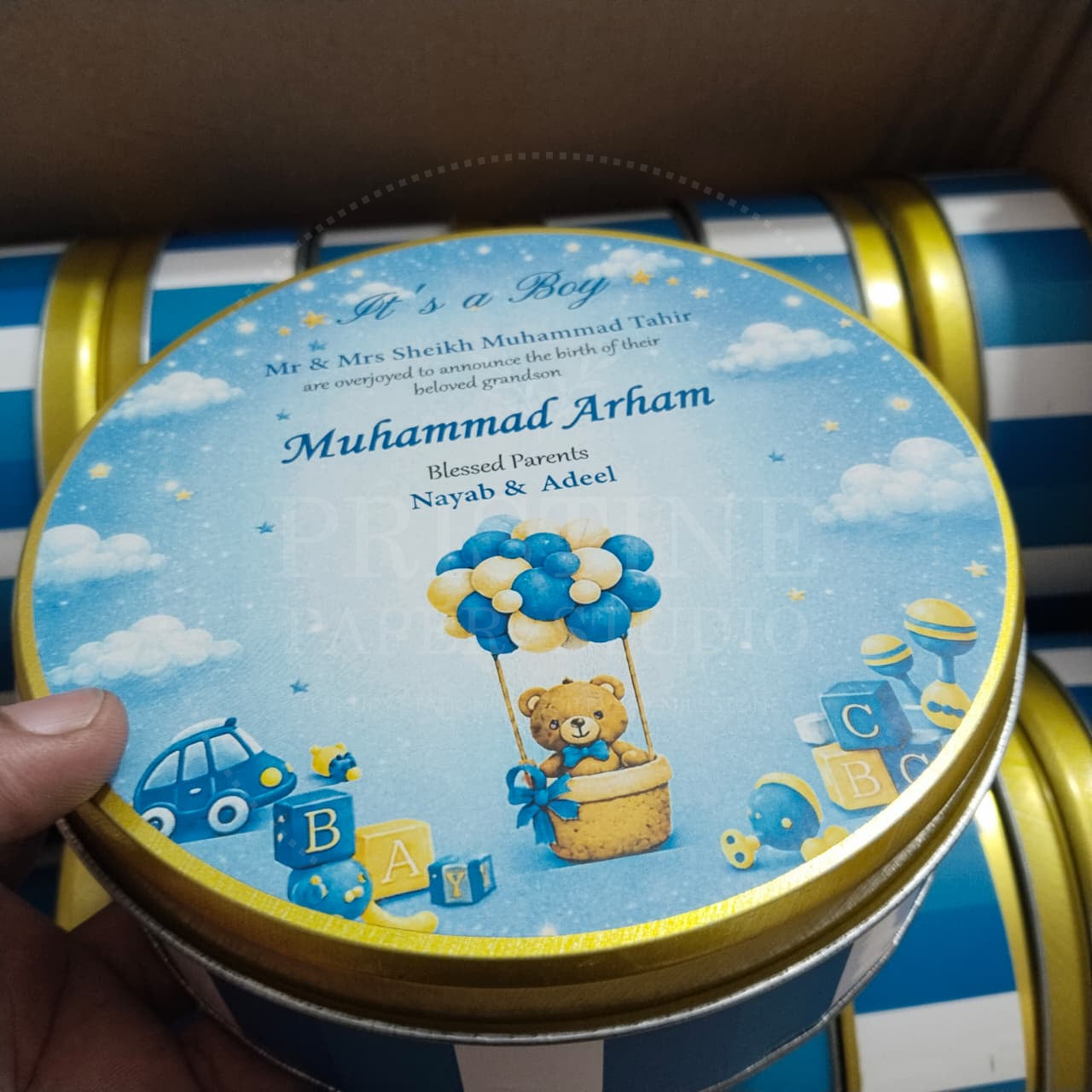Elegant Baby Boy Arrival Announcement Box  | BB-132