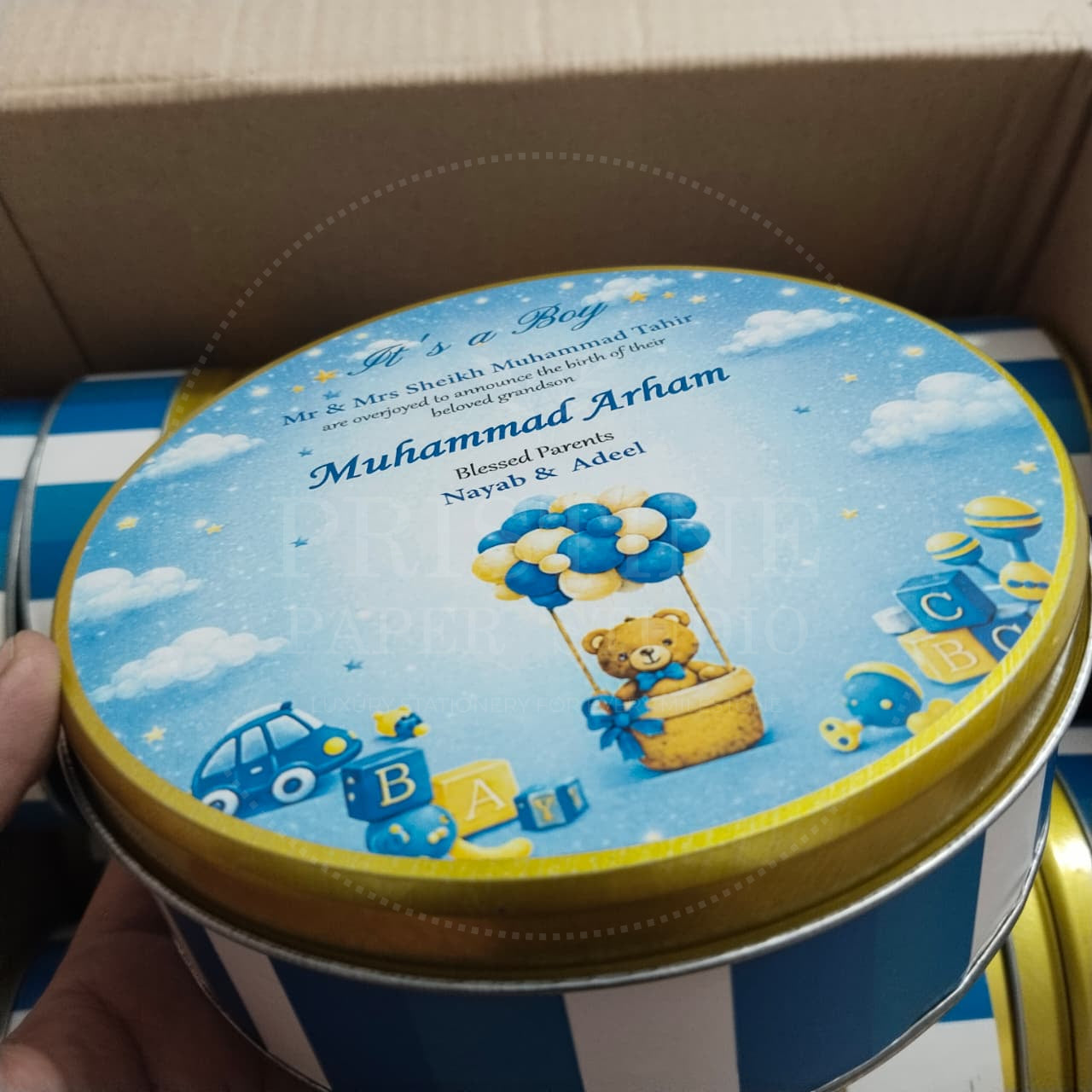 Elegant Baby Boy Arrival Announcement Box  | BB-132