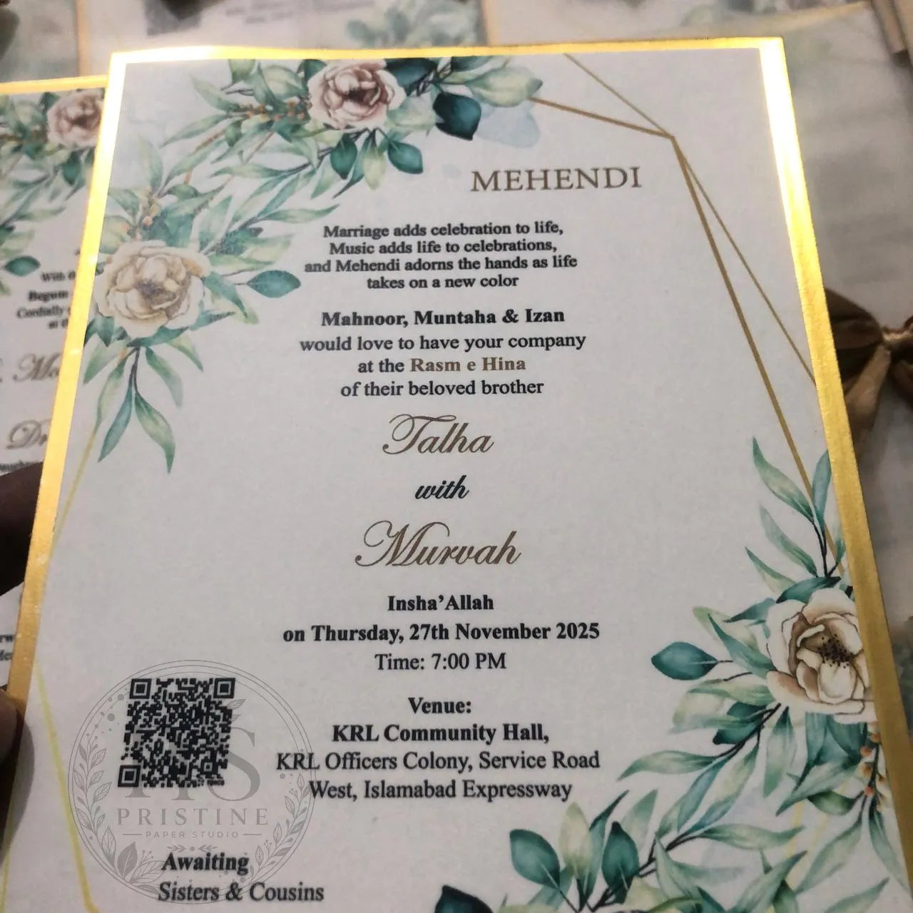 WC - 013 — Elegant Green Wedding Invitation